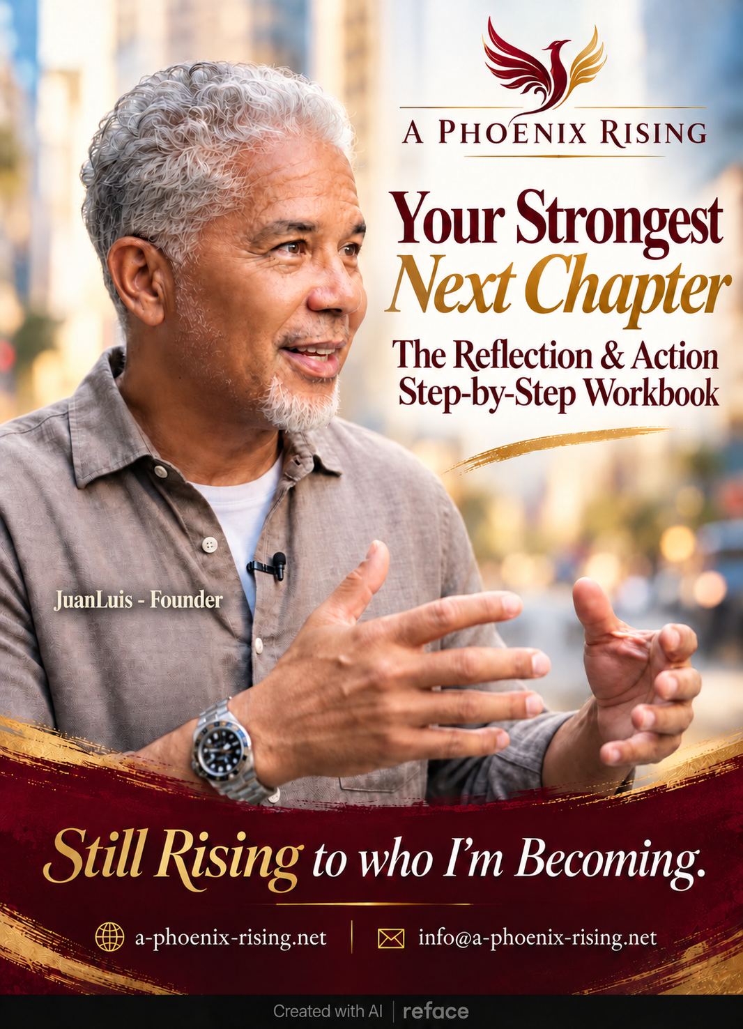 Your Strongest Next Chapter Reflection and Action Step-by-Step Workbook cover with JuanLuis - Founder